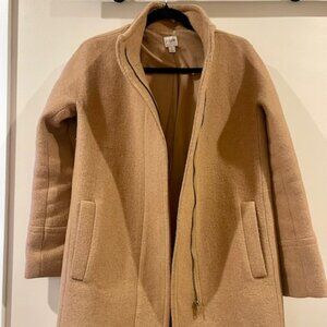 J Crew Camel Side Zip Wool Coat (Size 2)